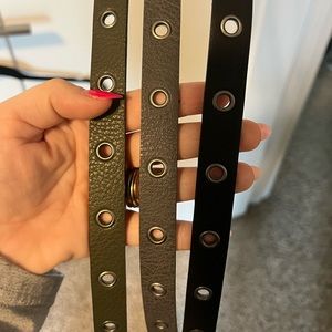 TORRID skinny belt 3 pack (grey, green, black)